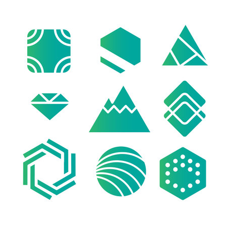 Geometric abstract contour shapes, with different combinations of lines inside the shape.のイラスト素材