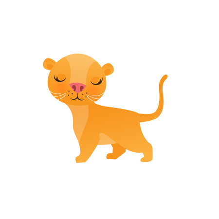 Cute lion cartoon on white background vector illustration.のイラスト素材