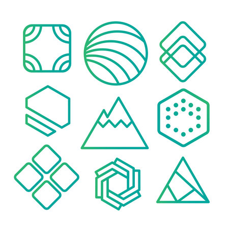 Geometric abstract contour shapes, with different combinations of lines inside the shape.のイラスト素材