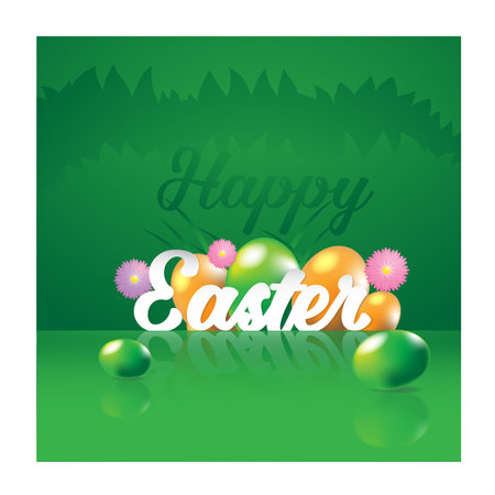 Happy easter greeting card with eggs.のイラスト素材