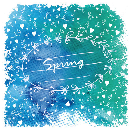 Doodle watercolor cardのイラスト素材