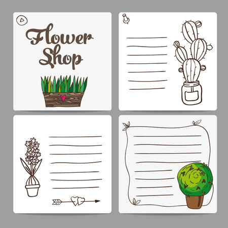 Cards shop Flowersのイラスト素材