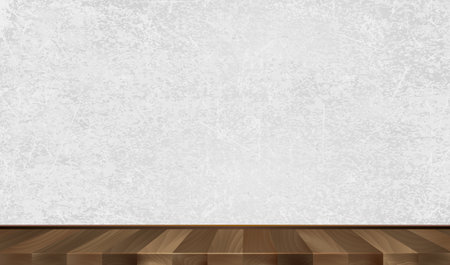 Grey wall, wooden parquet. Background. Vector illustrationのイラスト素材