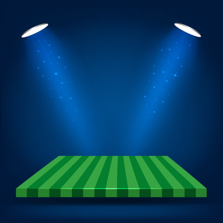 Football field, stand with lighting vector illustrationのイラスト素材