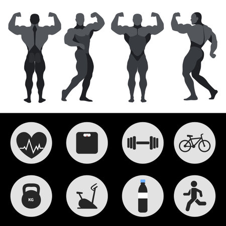 Athletes, sports icons, fitness, exercise.のイラスト素材