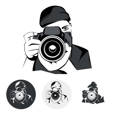 Stylized photographer, graphic illustration, vectorのイラスト素材