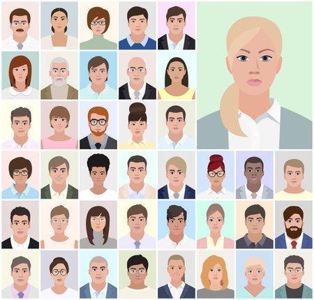 Portrait of woman in suit, business men, job application form, vector illustrationのイラスト素材