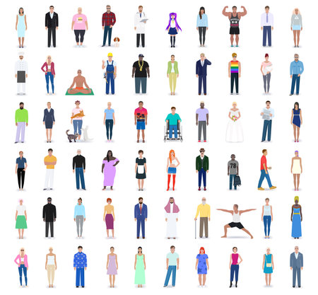 People of different trends, modern clothes, vector illustrationのイラスト素材