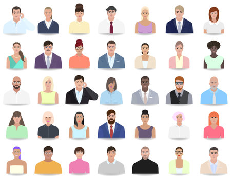 Portraits of different people, colleagues man woman vector illustrationのイラスト素材