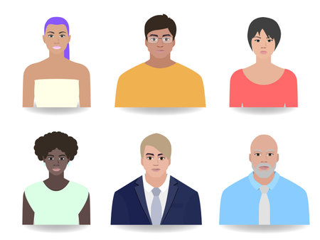 Office portraits of people, different clothes, vector illustrationのイラスト素材