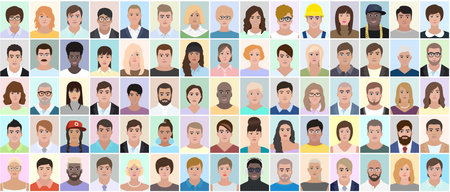 Many different people portrait vector illustrationのイラスト素材