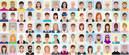 People with different faces vector illustrationのイラスト素材