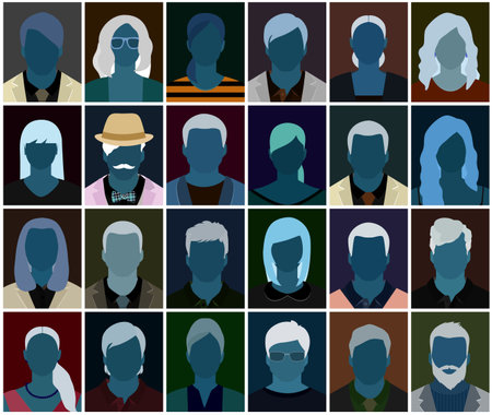 People at night portrait, vector illustration