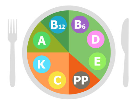 Plate with vitamins, vector illustrationのイラスト素材