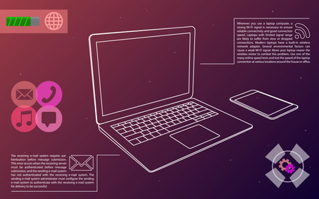 Contour notebook, smartphone infographic vector illustrationのイラスト素材