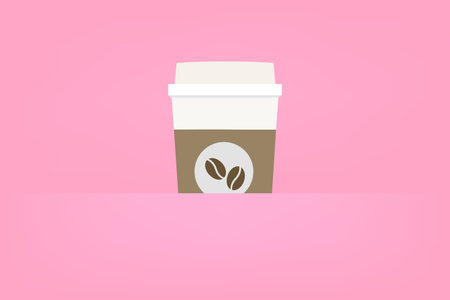 Cup of coffee over pink background, vector illustrationのイラスト素材