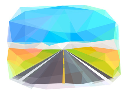Road, summer landscape mountains vector illustrationのイラスト素材