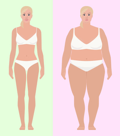 Girl skinny thick, flat style, vector illustrationのイラスト素材