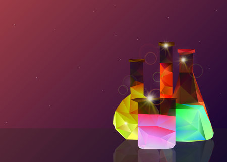 Chemical analysis of the test vessel flask medicine space background vector illustrationのイラスト素材