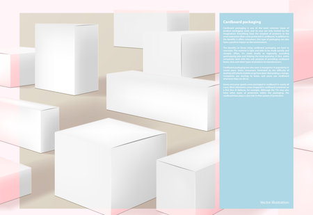 Cardboard packaging, page, design background vector illustrationのイラスト素材