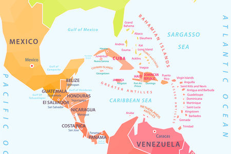Countries of the Caribbean Islands, part of the map, vector illustrationのイラスト素材