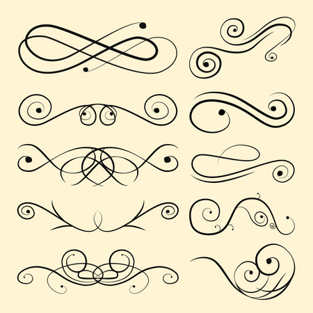 A set of monograms, calligraphy vector illustrationのイラスト素材