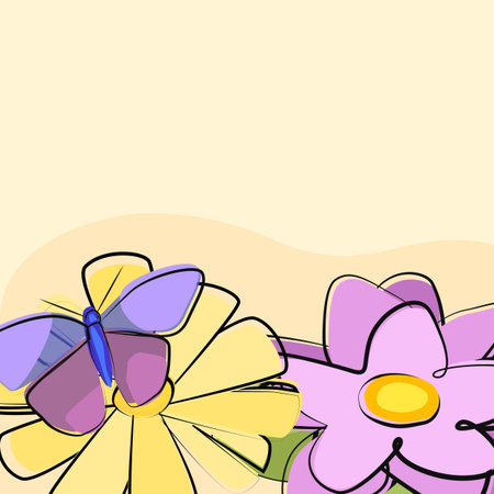 Flowers butterfly background vector illustrationのイラスト素材