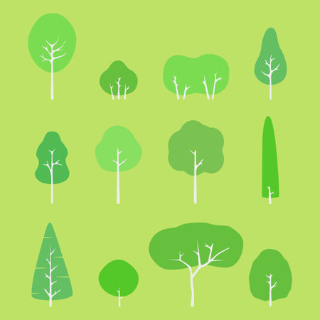 Set of trees, vector illustrationのイラスト素材