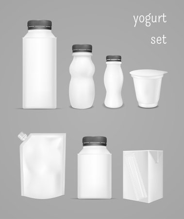 White empty bottle for yogurt. Packaging for sour cream, sauce and juiceのイラスト素材