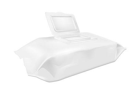 White wet wipes package with open flap.のイラスト素材