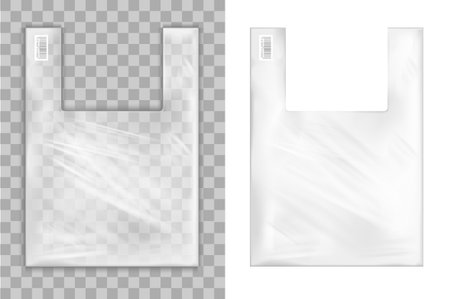 Transparent plastic shopping bag with with handle.のイラスト素材