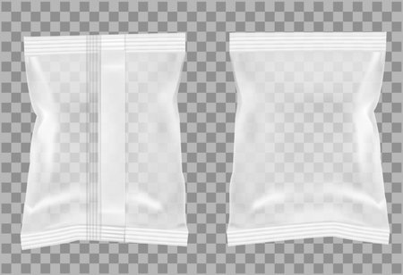 Transparent packaging for snacks, food, chips, sugar and spices.のイラスト素材