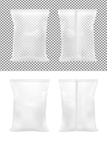 Transparent packaging for snacks, food, chips, sugar and spices.のイラスト素材