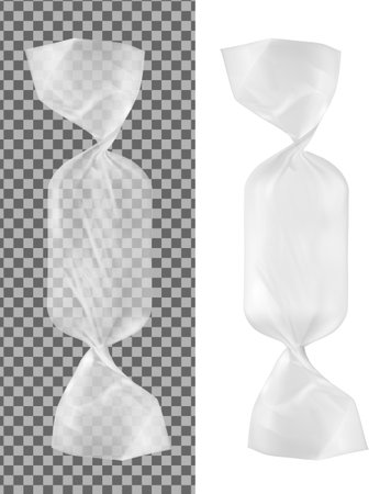 Transparent foil food snack pack for candy and other products.のイラスト素材