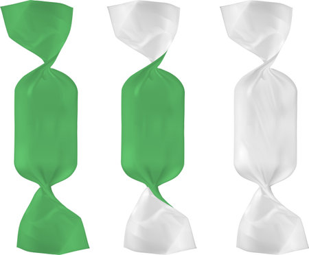 White and green foil food snack pack for candy and other products.のイラスト素材