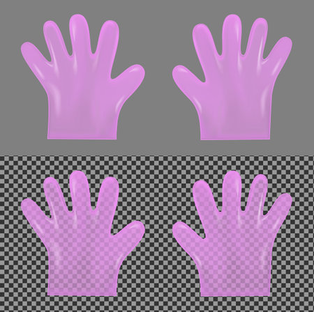 Disposable pink transparent plastic gloves.のイラスト素材
