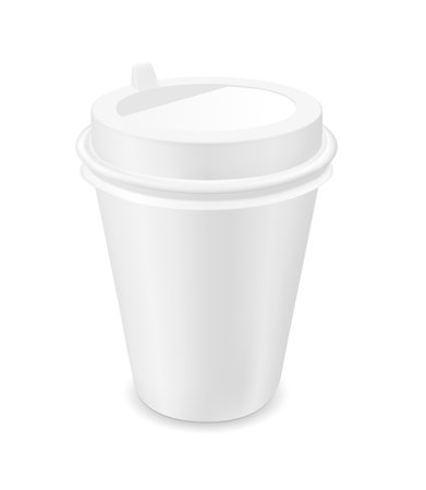 White disposable paper coffee cup. Vector illustration.のイラスト素材