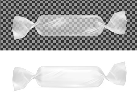 Transparent foil food snack pack for candy and other products.のイラスト素材