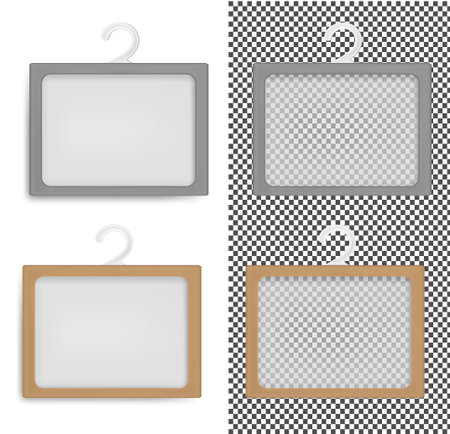 Realistic transparent paper packaging box with hanger.のイラスト素材