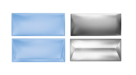 Blue and foil package for snacks, food and chocolate.のイラスト素材