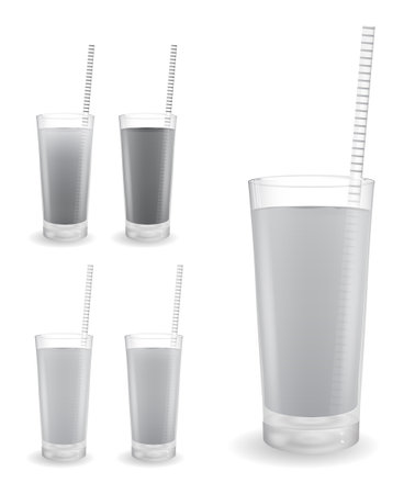 Glass with juice and straw. Vector mock upのイラスト素材