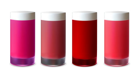 Blank red plastic packaging for lotion, lipstick and cream.のイラスト素材