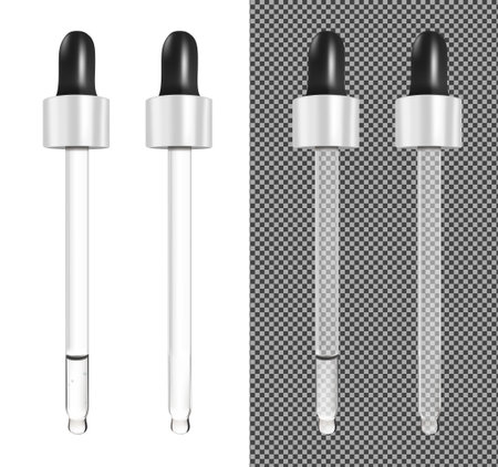 Realistic vector glass dropper for cosmetics and medicines.のイラスト素材