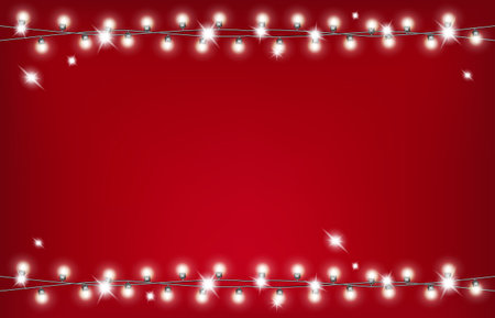 Christmas garland on red background.のイラスト素材