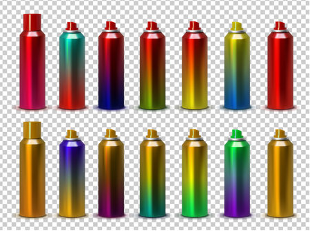 Color metal cosmetic spray bottle with cap setのイラスト素材