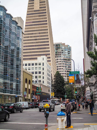 Beautiful view of business center in downtown San Franciscoのeditorial素材