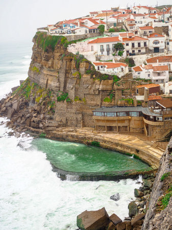 The little village of Azenhas do Mar, within the municipality of Sintra in Portugalの写真素材