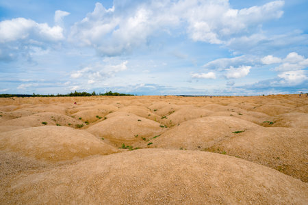 Sand dunes of bizarre shape, the landscape is similar to the surface of Marsの写真素材