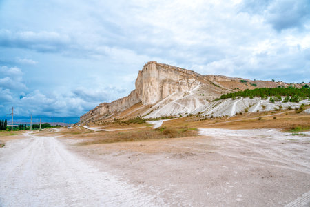 Panoramic view of the famous White rock in Crimea, beautiful landscape for postcardsの写真素材