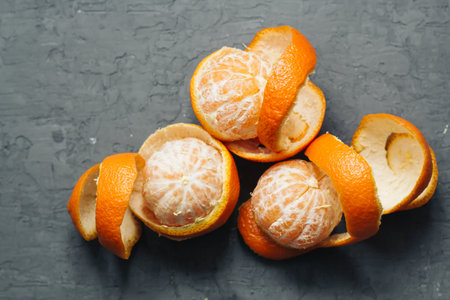 orange peel mandarin background. tangerines top viewの写真素材